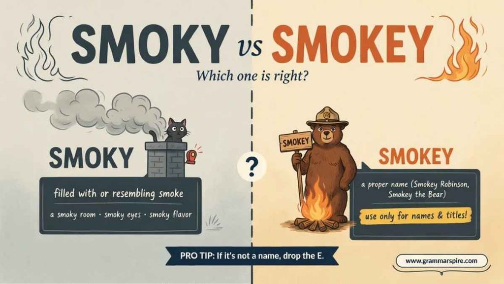 Smoky or Smokey in British English