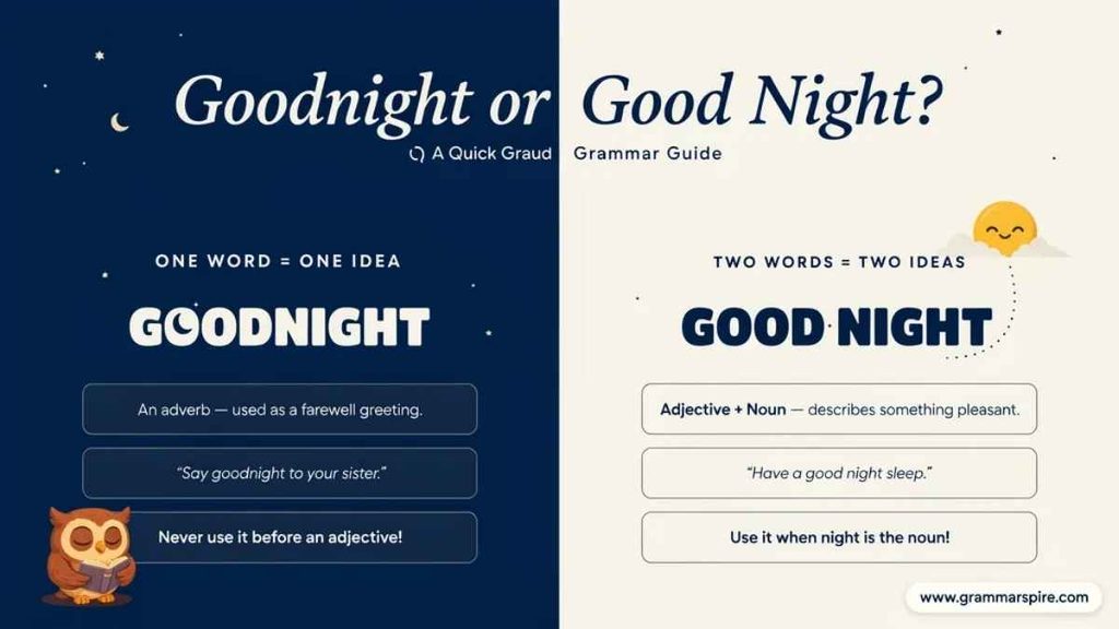 Goodnight vs Good Night Key Grammar Differences