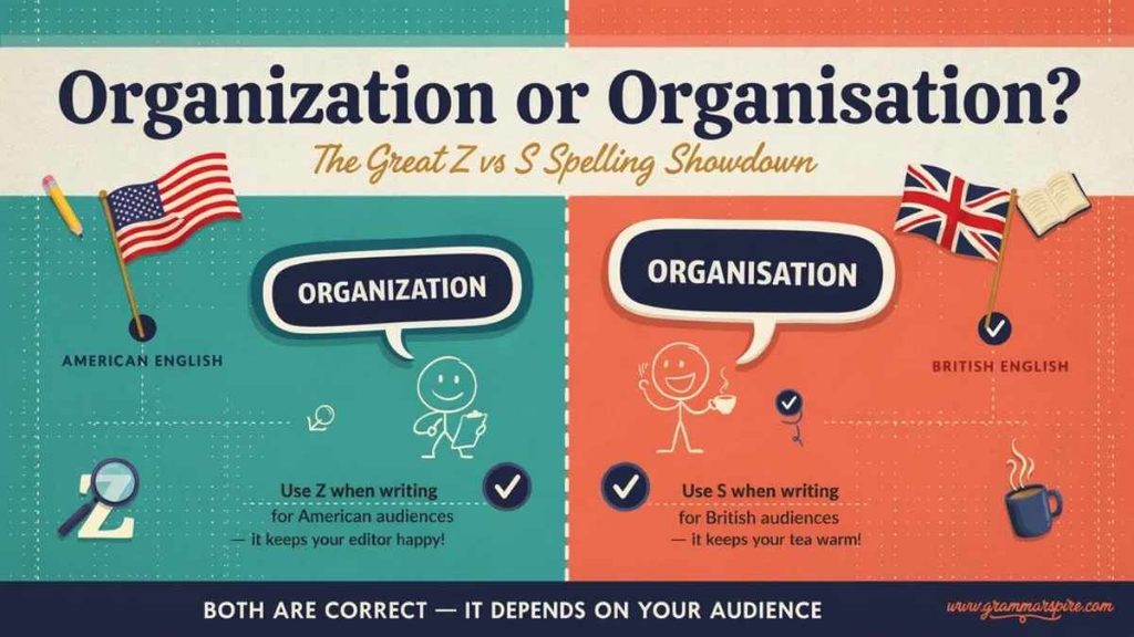 Organization or Organisation American English vs British English